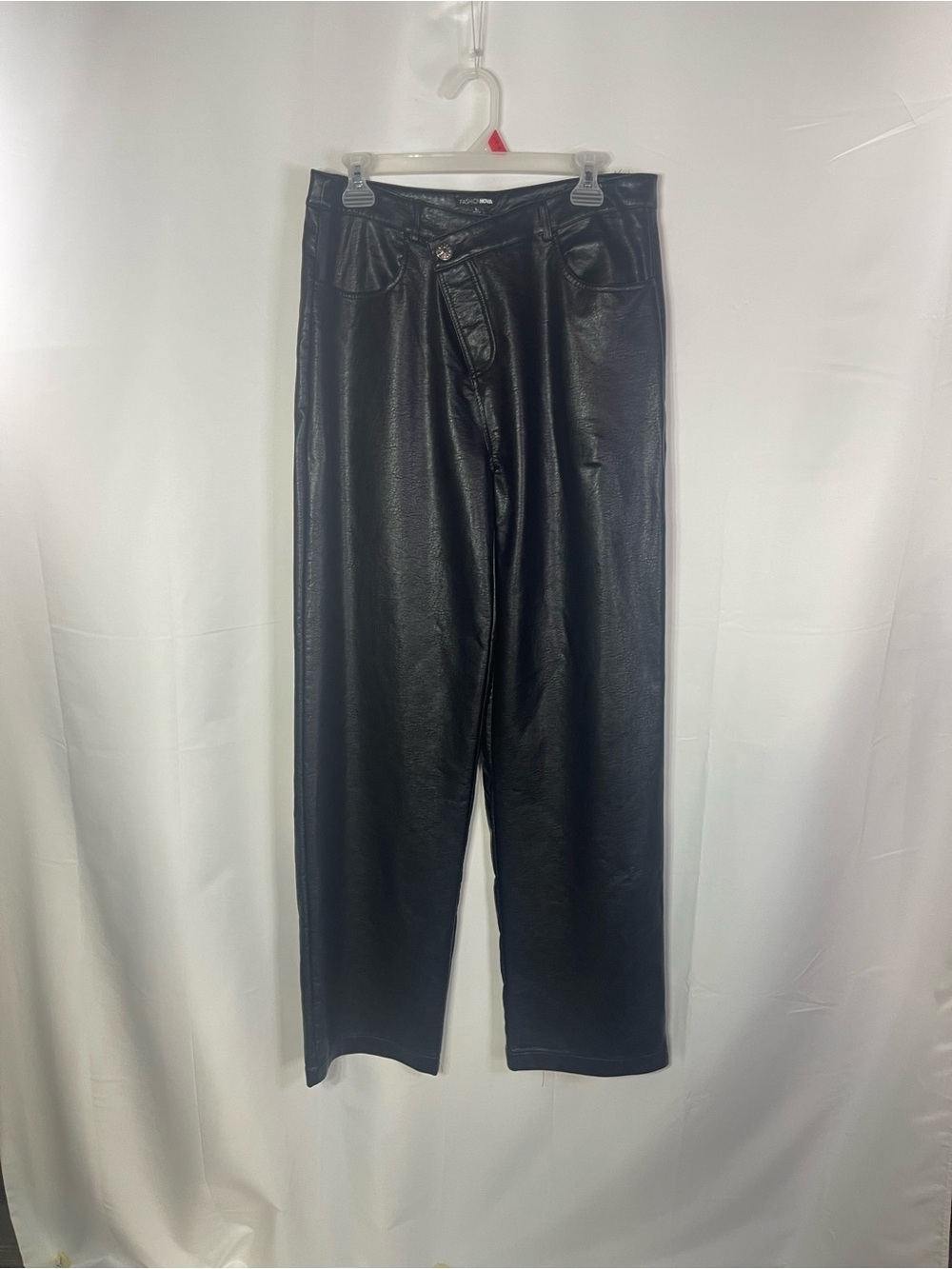 Fashion Nova Black Faux Leather Straight Leg Pants